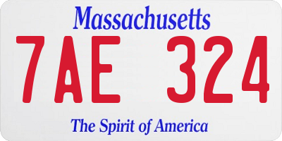MA license plate 7AE324