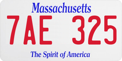 MA license plate 7AE325