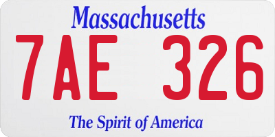 MA license plate 7AE326