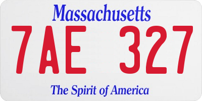 MA license plate 7AE327