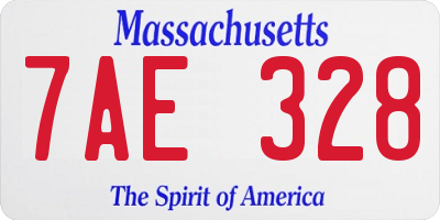 MA license plate 7AE328