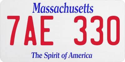 MA license plate 7AE330
