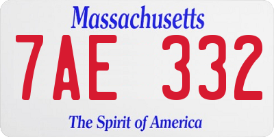 MA license plate 7AE332