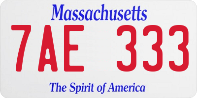 MA license plate 7AE333