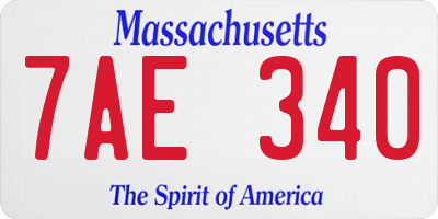 MA license plate 7AE340