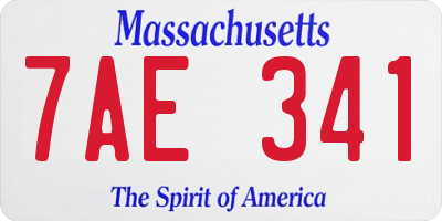 MA license plate 7AE341