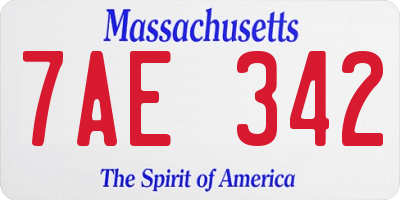 MA license plate 7AE342