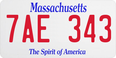 MA license plate 7AE343