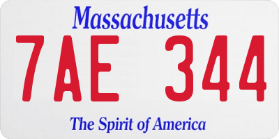 MA license plate 7AE344