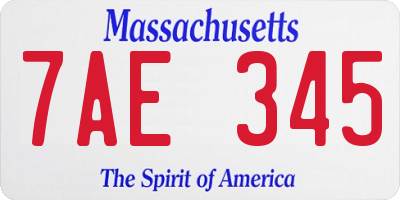 MA license plate 7AE345