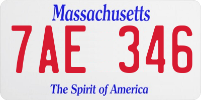 MA license plate 7AE346