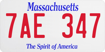 MA license plate 7AE347