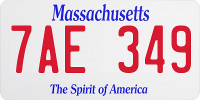 MA license plate 7AE349