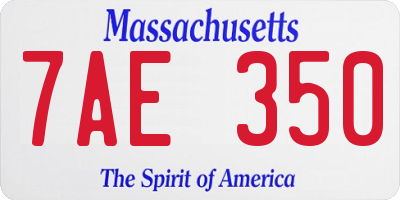 MA license plate 7AE350