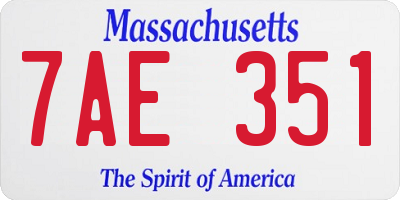 MA license plate 7AE351
