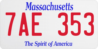 MA license plate 7AE353
