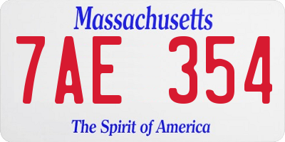 MA license plate 7AE354