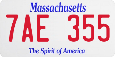 MA license plate 7AE355