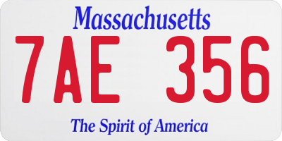 MA license plate 7AE356