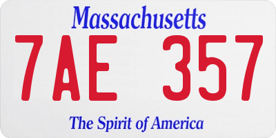 MA license plate 7AE357