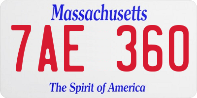 MA license plate 7AE360