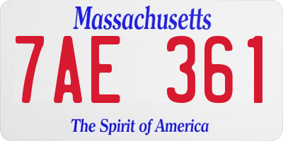 MA license plate 7AE361