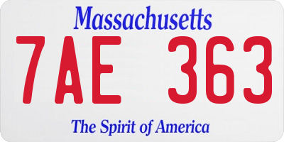 MA license plate 7AE363
