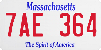 MA license plate 7AE364