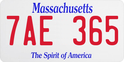 MA license plate 7AE365