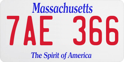 MA license plate 7AE366