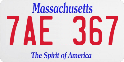 MA license plate 7AE367