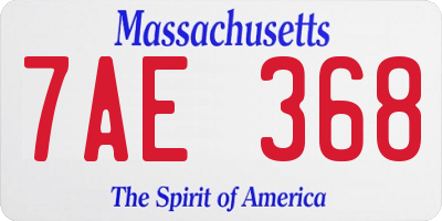 MA license plate 7AE368