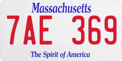 MA license plate 7AE369