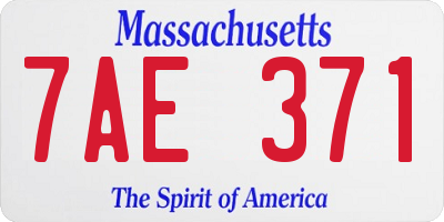 MA license plate 7AE371