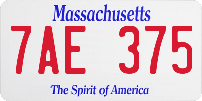 MA license plate 7AE375