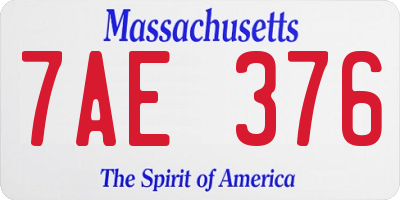 MA license plate 7AE376