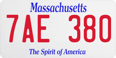 MA license plate 7AE380