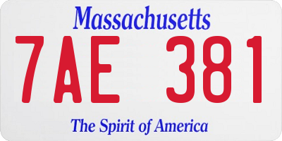 MA license plate 7AE381