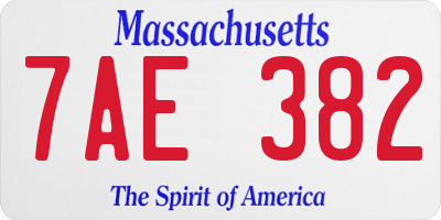 MA license plate 7AE382
