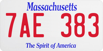 MA license plate 7AE383