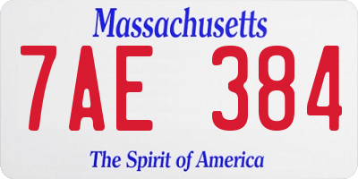 MA license plate 7AE384