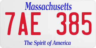 MA license plate 7AE385
