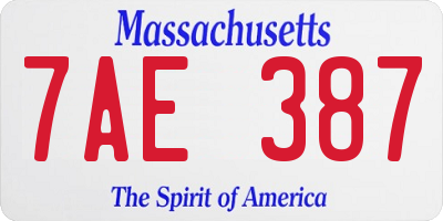 MA license plate 7AE387
