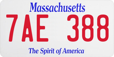 MA license plate 7AE388