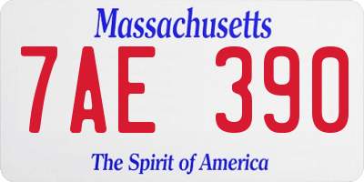 MA license plate 7AE390