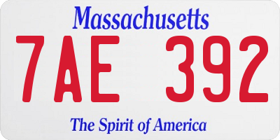 MA license plate 7AE392