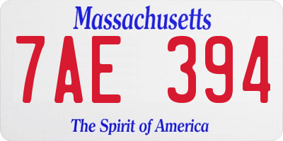 MA license plate 7AE394