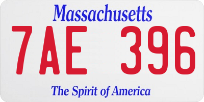 MA license plate 7AE396