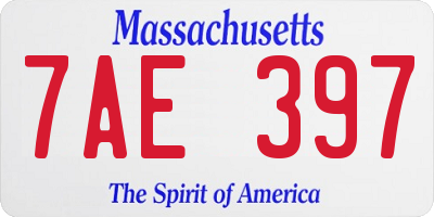 MA license plate 7AE397