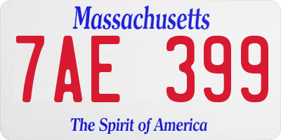 MA license plate 7AE399